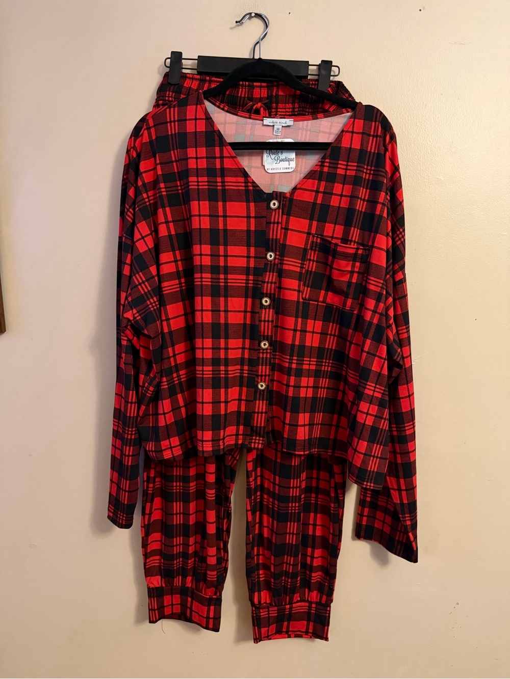 white birch Red and Black Plaid Pajama Set